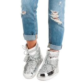 Cizme de zăpadă argintie la modă gri 1 Cizme de zăpadă argintie la modă gri 1