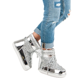 Cizme de zăpadă argintie la modă gri 2