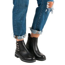 Forever Folie Cizme negre pe toc plat negru 1