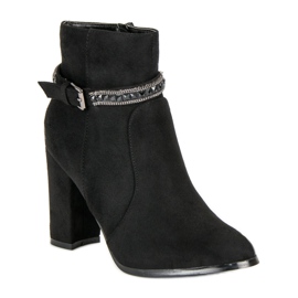 Cizme din piele de căprioară cu toc înalt de la VINCEZA negru 2