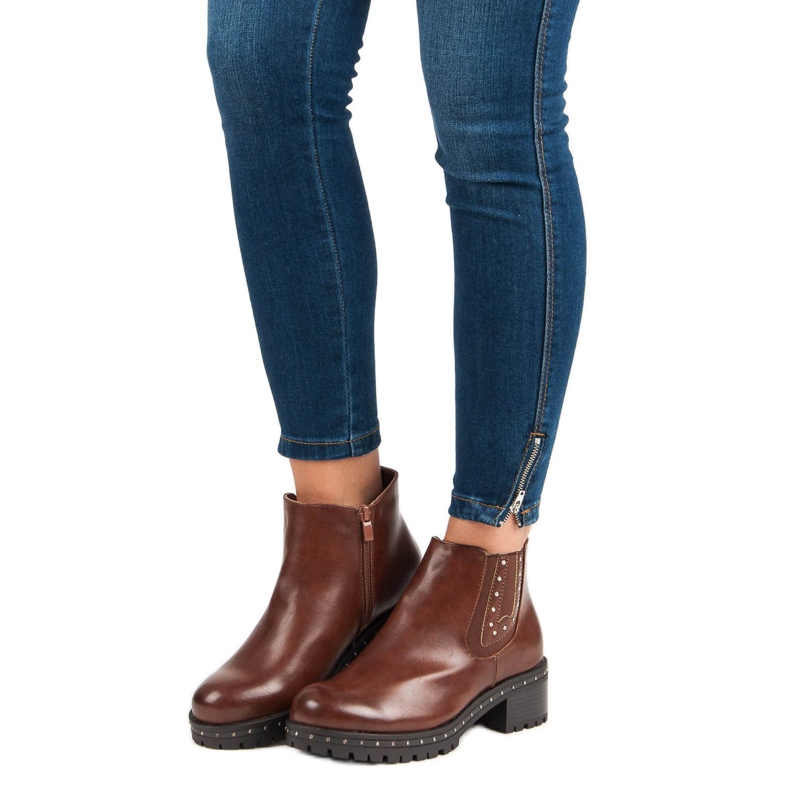 Anesia Paris Cizme Jodhpur cu toc înalt negru maro 2