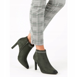 Cizme din piele de căprioară pe tocul VINCEZA verde 1