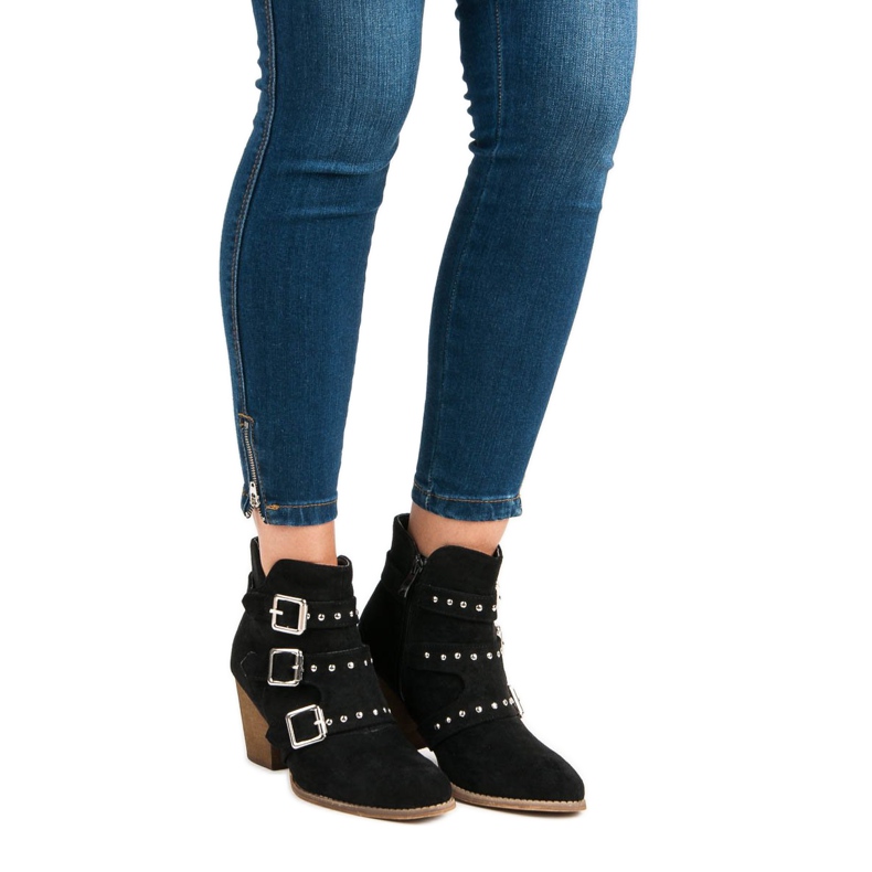 Ghete casual cu toc înalt negru 1