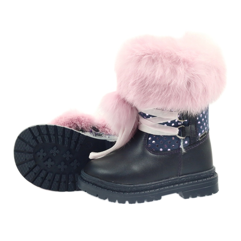 Bartek Cizme fete din piele cu blana 216390-013 albastru 4