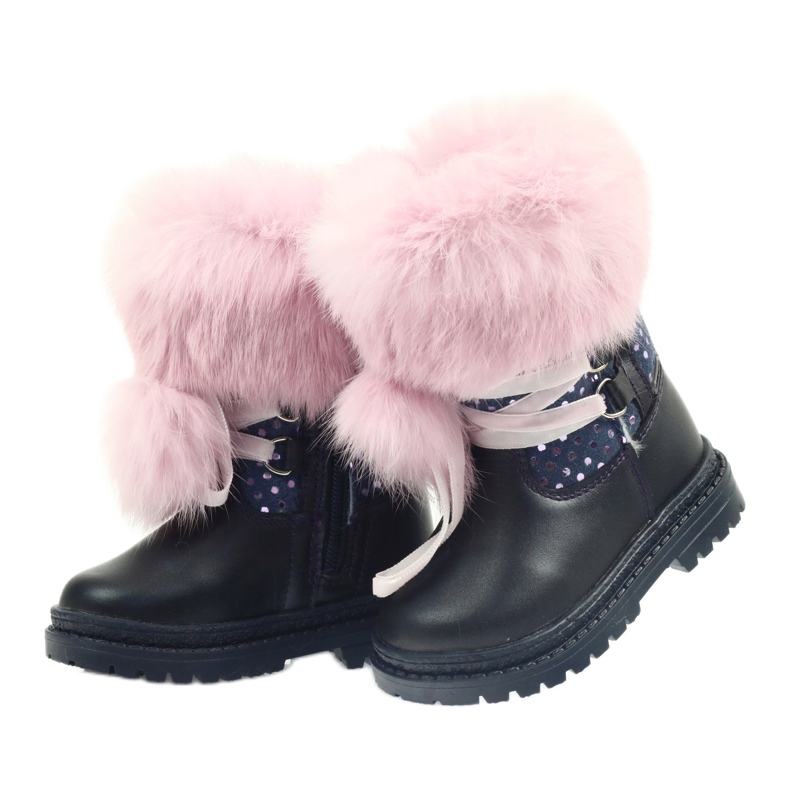 Bartek Cizme fete din piele cu blana 216390-013 albastru 3