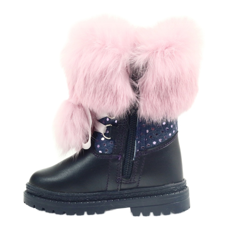 Bartek Cizme fete din piele cu blana 216390-013 albastru 2