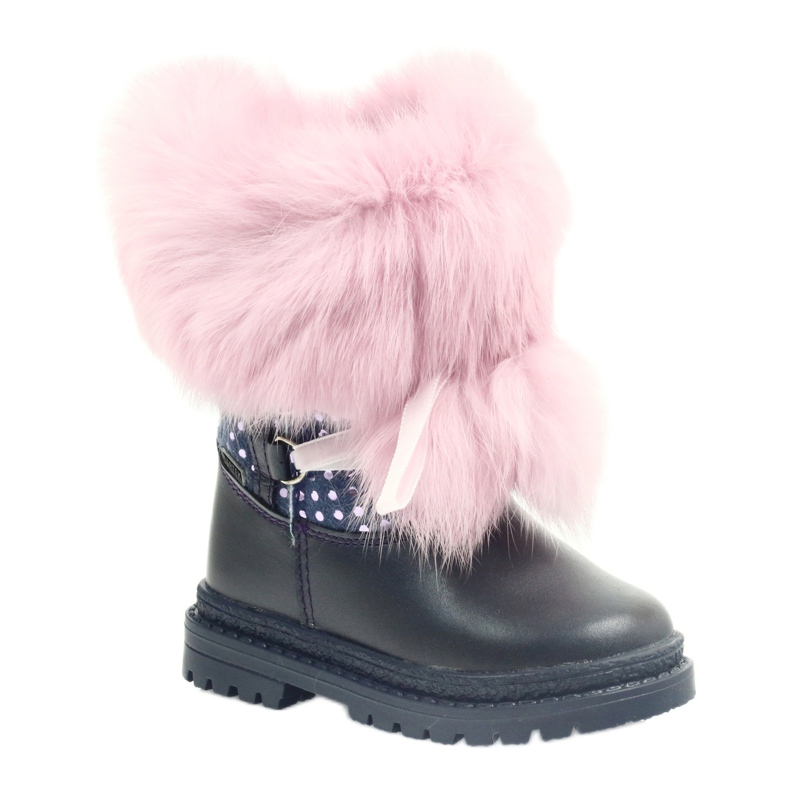Bartek Cizme fete din piele cu blana 216390-013 albastru 1