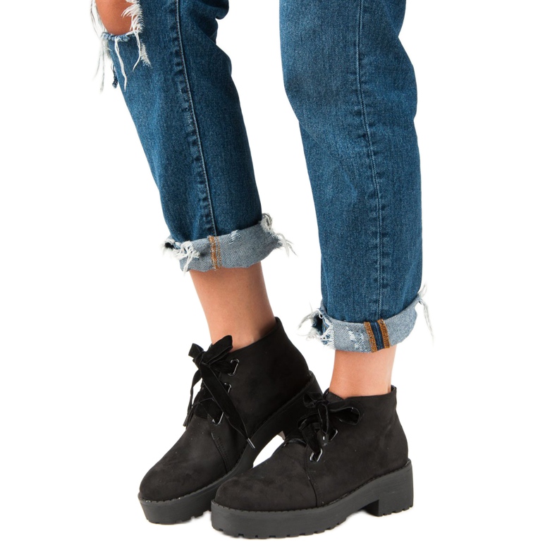 Anesia Paris Cizme din piele de căprioară la modă negru 1