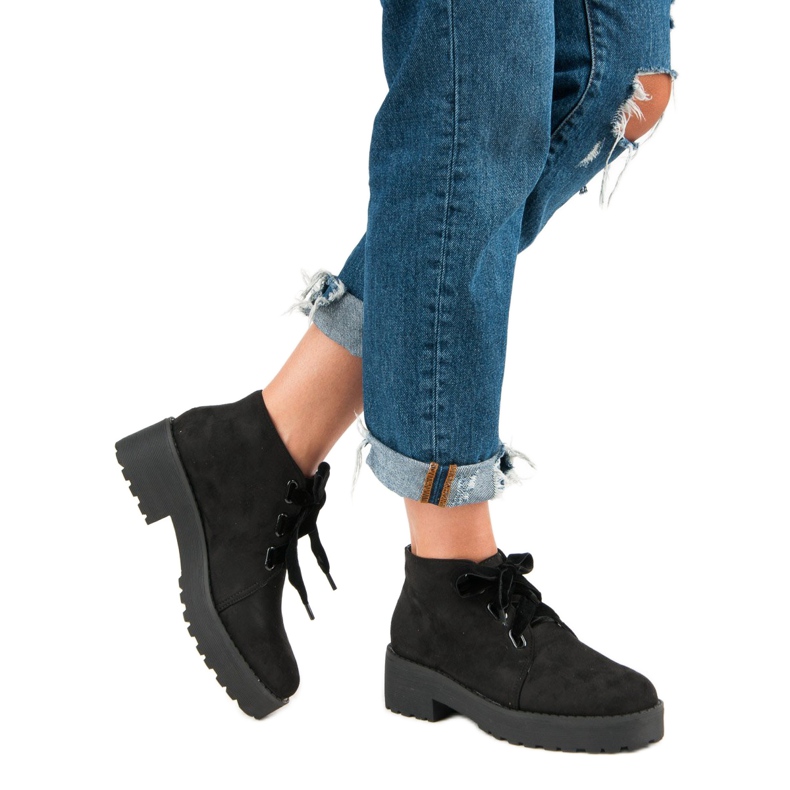 Anesia Paris Cizme din piele de căprioară la modă negru 2