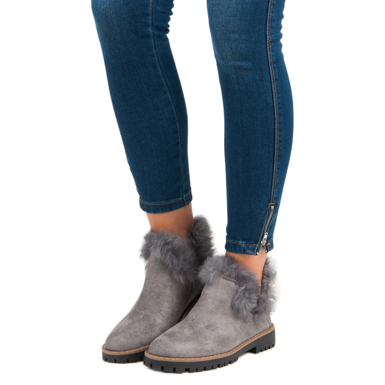 Forever Folie Cizme de piele de căprioară alunecate gri 1 Forever Folie Cizme de piele de căprioară alunecate gri 1