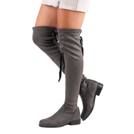 Seastar Cizme elegante din piele intoarsa gri 1