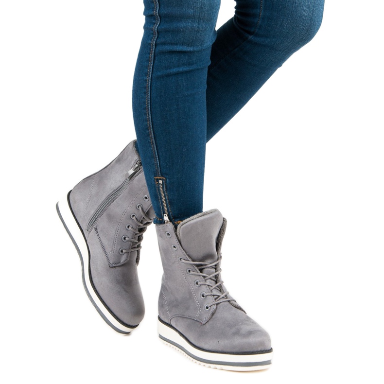 Cizme calde, legate gri 2