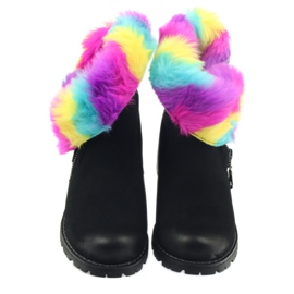 Sergio Leone Cizme cu blană colorată cu fermoar negru multicolor 5
