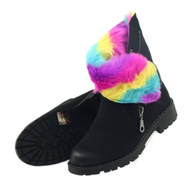 Sergio Leone Cizme cu blană colorată cu fermoar negru multicolor 4