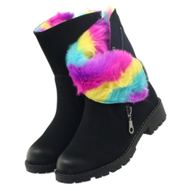 Sergio Leone Cizme cu blană colorată cu fermoar negru multicolor 3