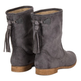 Weide Botine din piele de căprioară Boho gri 11