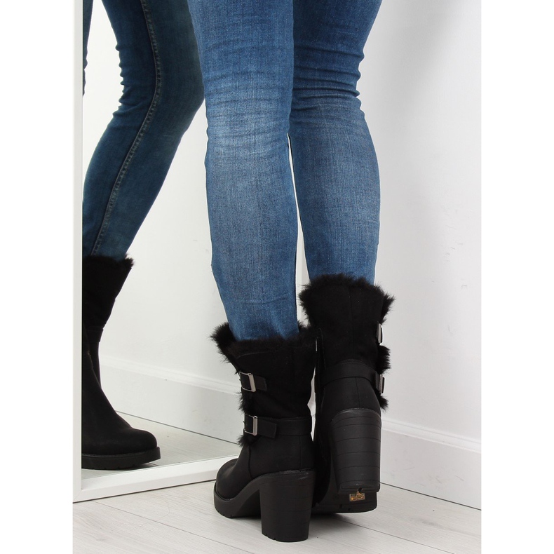 Cizme demi negre cu toc înalt T119 Negru 2