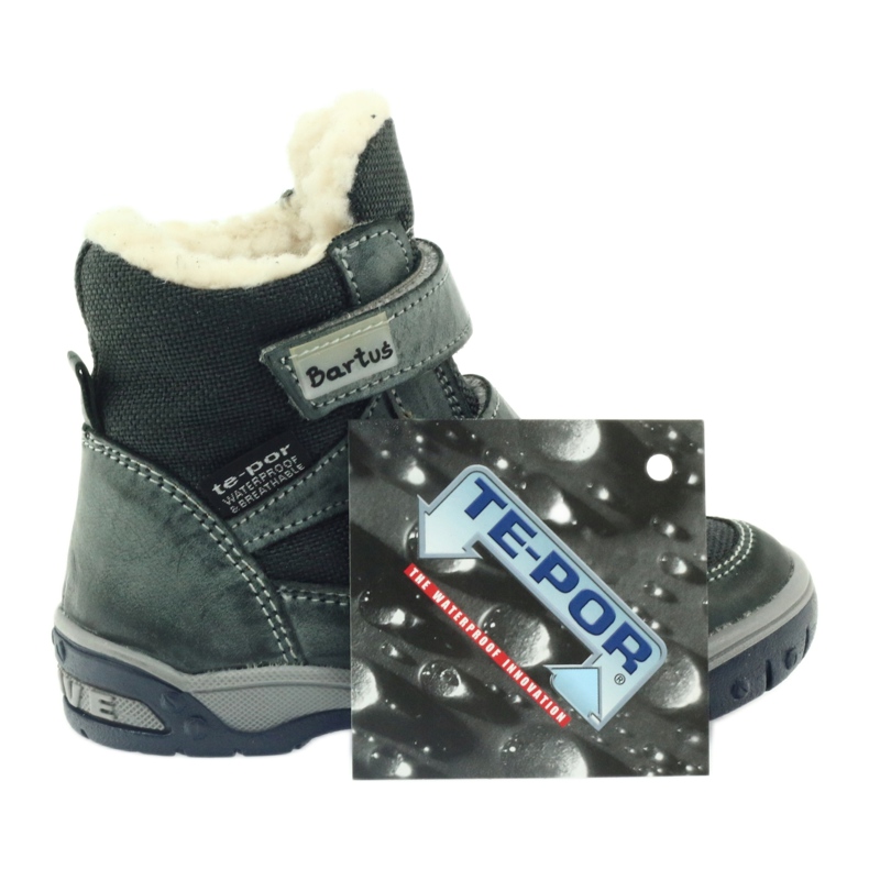 Cizme din piele cu cizme cu membrană Bartuś gri 5