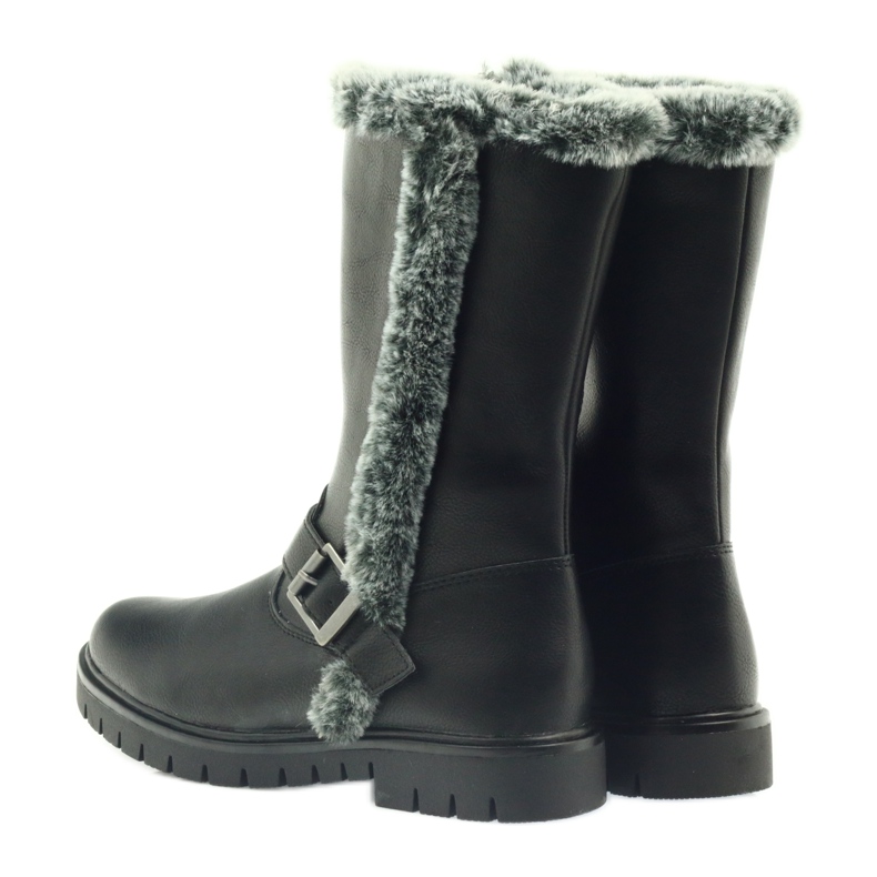 American Club Cizme lungi negre cu blană negru 5