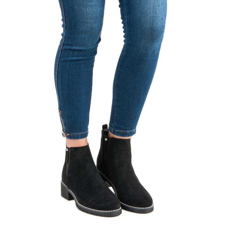 Vices Cizme Chelsea din piele de căprioară negru 1