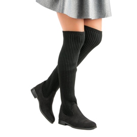 Bestelle Cizme peste genunchi cu toc plat negru 2 Bestelle Cizme peste genunchi cu toc plat negru 2