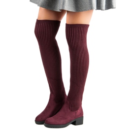 Ideal Shoes Cizme burgundie montate roșu 2