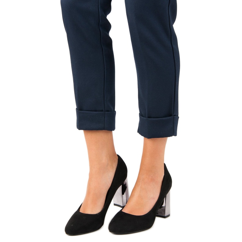 Pompele negre din piele de căprioară negru 1