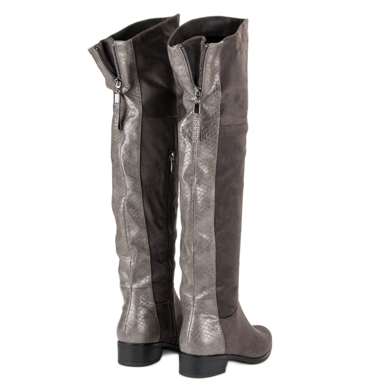 Filippo Cizme peste genunchi din piele de căprioară gri 1