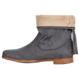 Weide Botine din piele de căprioară Boho gri 1