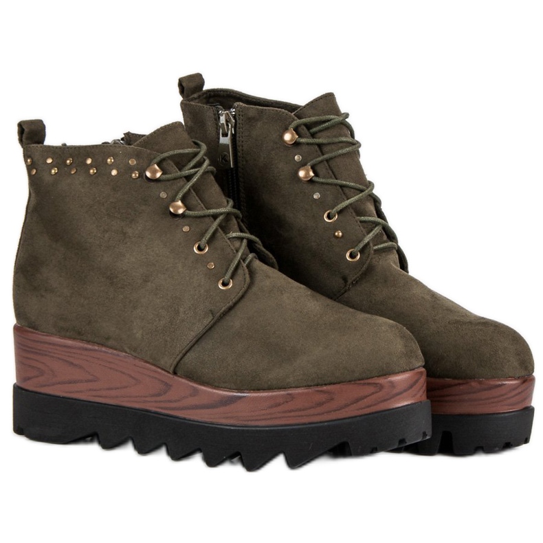 Kylie Cizme din piele de căprioară verde 1 Kylie Cizme din piele de căprioară verde 1