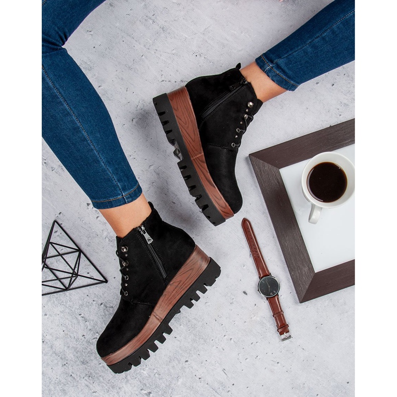 Kylie Cizme din piele de căprioară negru 1