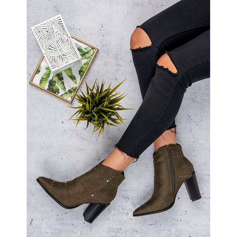 Kylie Cizme din piele intoarsa kaki multicolor verde 1