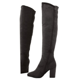 Cizme gri cu toc BH133-HB Gri 1