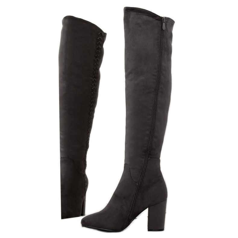 Cizme gri cu toc BH133-HB Gri 1