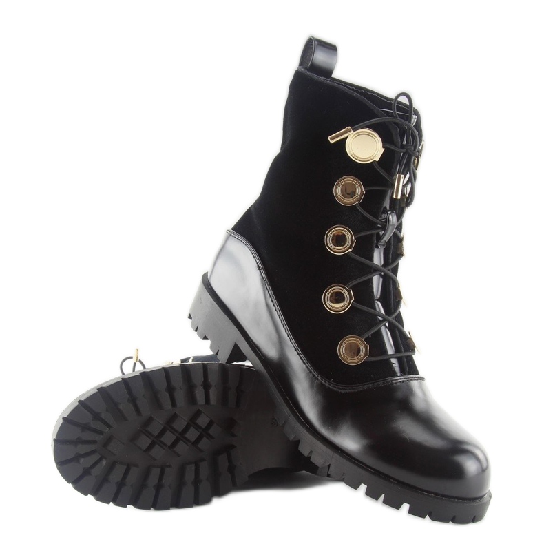 Lucrători din velur cu nasturi negri R113p Negru 2