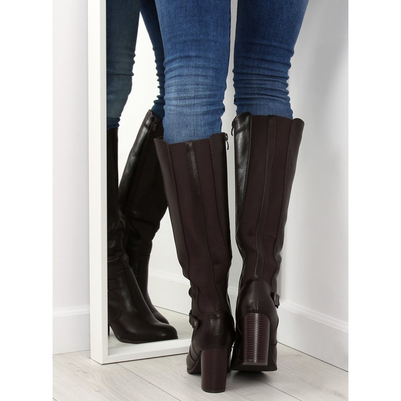 Cizme cu toc înalt maro QT02P Maro 1