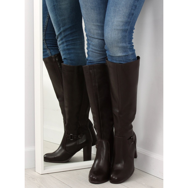 Cizme cu toc înalt maro QT02P Maro 2