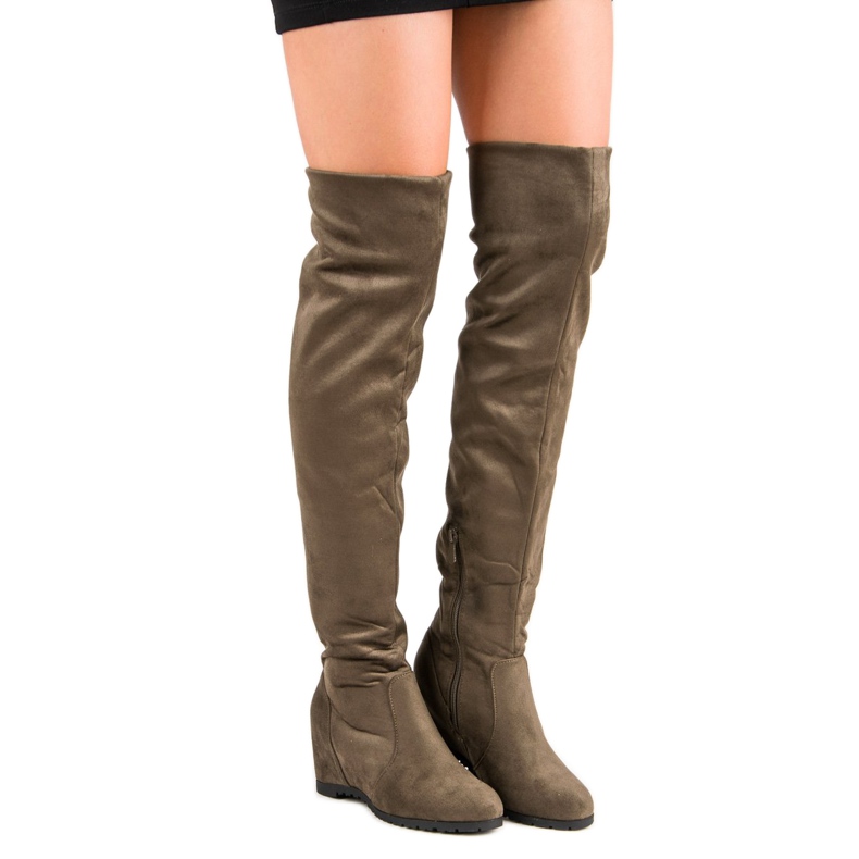 Super Me Cizme cu pană înaltă verde 2