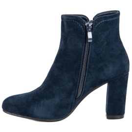 Botine din piele de căprioară pe stâlp negru albastru 1