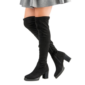 Cizme cu platformă din piele de căprioară negru 2