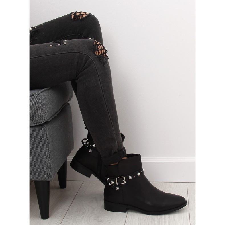 Cizme negre Chelsea cu perle 8996 Negre negru 1 Cizme negre Chelsea cu perle 8996 Negre negru 1