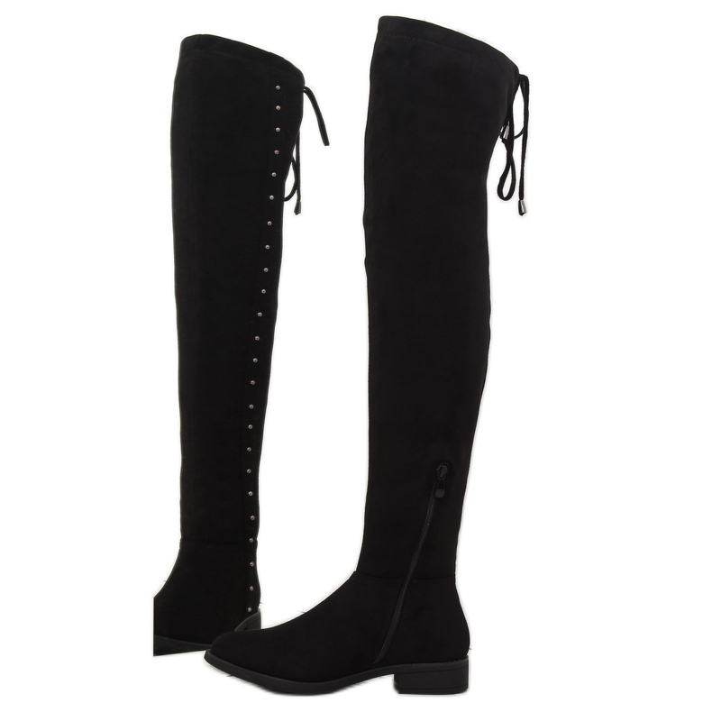 Ghete negre cu toc plat 7368 negru 1