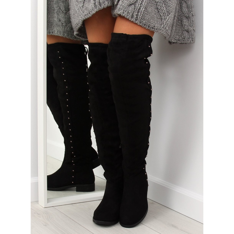 Ghete negre cu toc plat 7368 negru 2