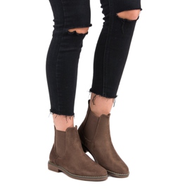 Super Mode Cizme Chelsea din piele de căprioară kaki 1