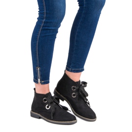 Super Mode Cizme înnodate din piele de căprioară negru 1