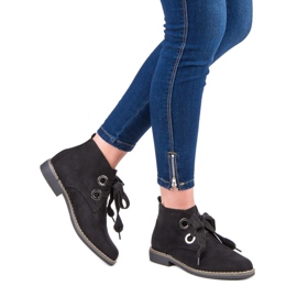 Super Mode Cizme înnodate din piele de căprioară negru 2 Super Mode Cizme înnodate din piele de căprioară negru 2