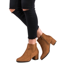 Nio Nio Cizme Chelsea din piele de căprioară cu toc înalt maro 2