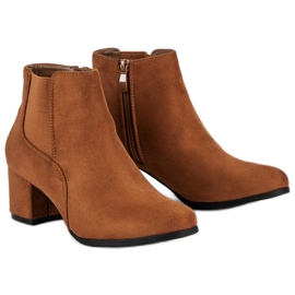 Nio Nio Cizme Chelsea din piele de căprioară cu toc înalt maro 1