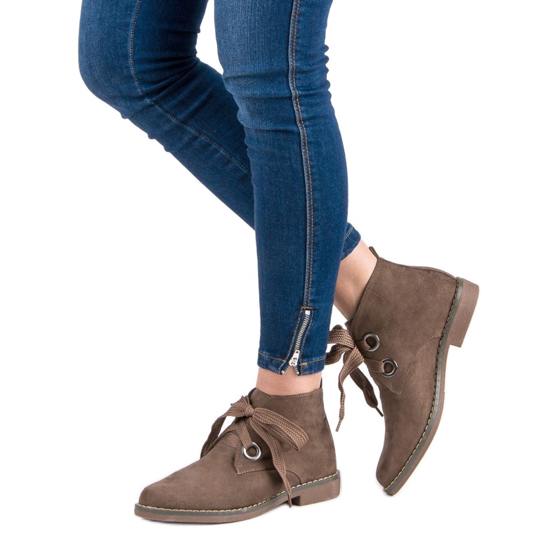 Super Mode Cizme înnodate din piele de căprioară maro 2 Super Mode Cizme înnodate din piele de căprioară maro 2