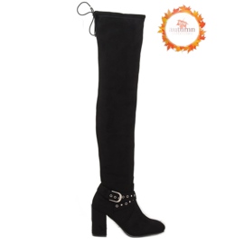 Cizme negre cu toc înalt S169 negru 1 Cizme negre cu toc înalt S169 negru 1